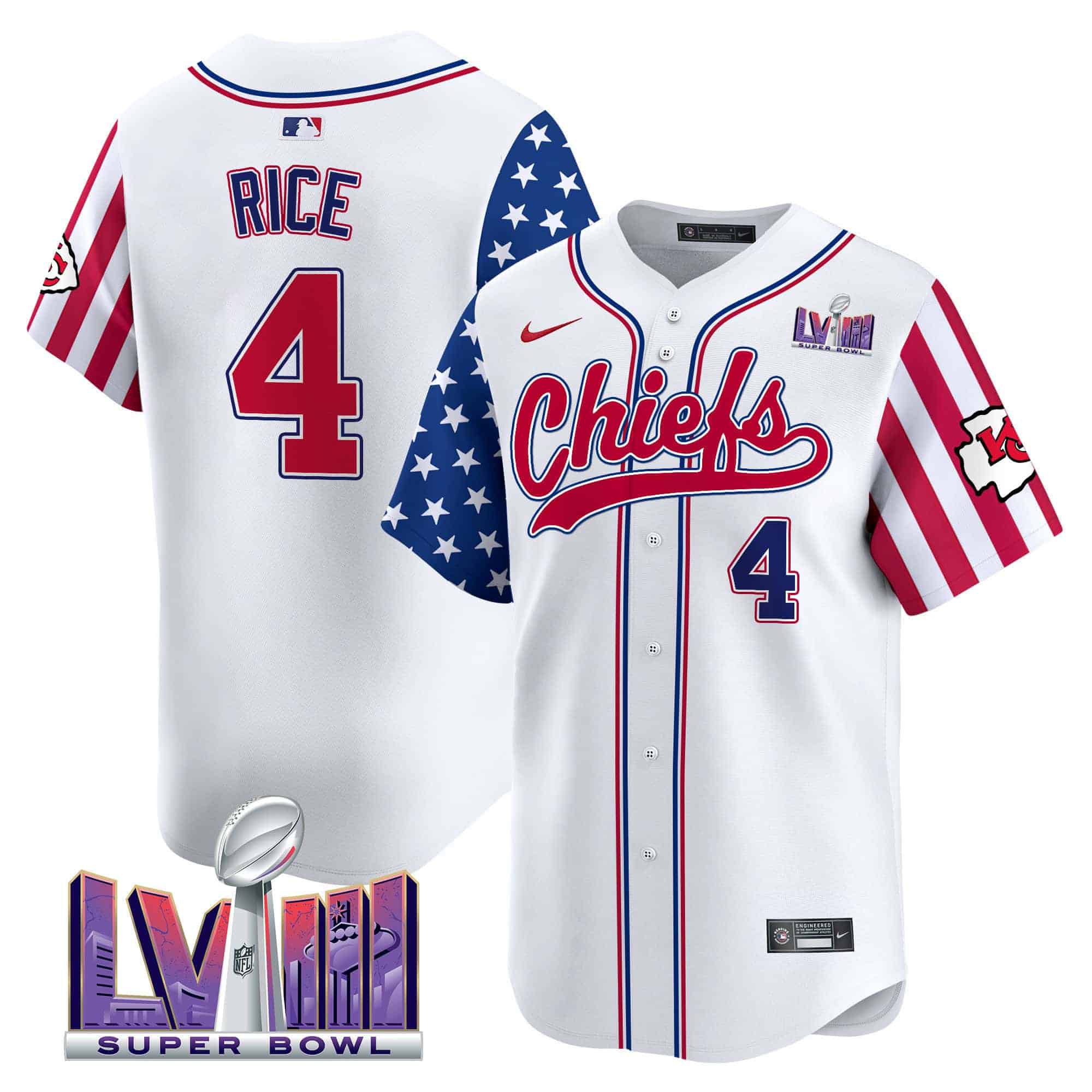Men Kansas City Chiefs #4 Rice White 2024 Nike Independence Day Vapor Premier Limited NFL Jersey